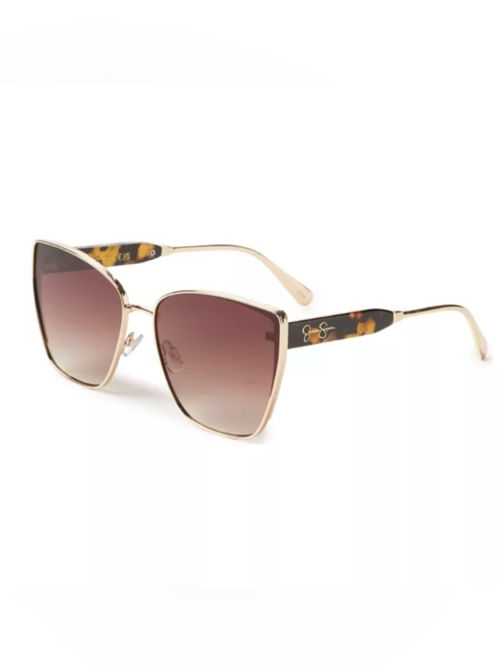 Jessica Simpson Gold Metal Vented Cat Eye Sunglasses Havana Gradient NWT J6313